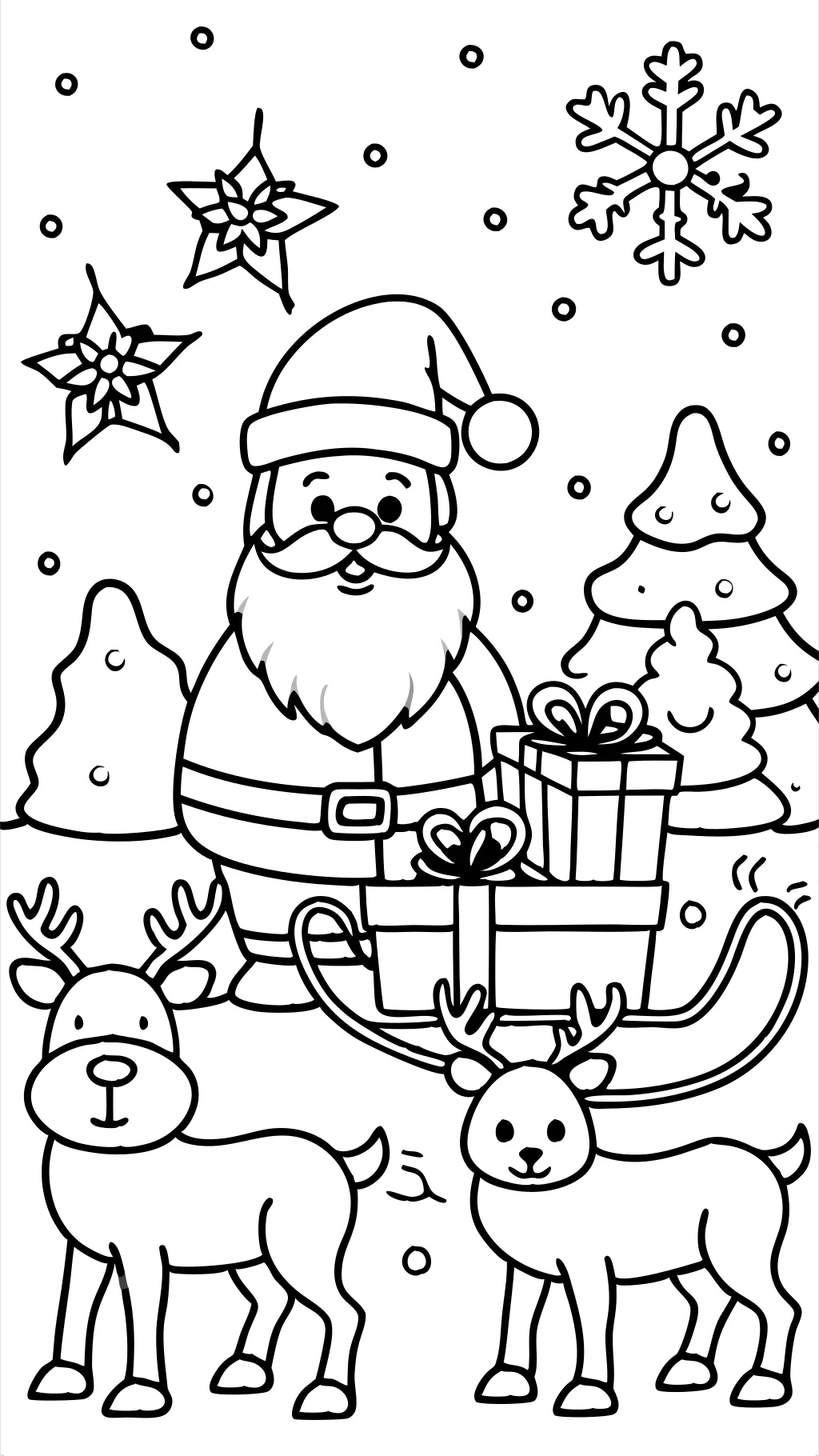 santa and reindeer coloring pages